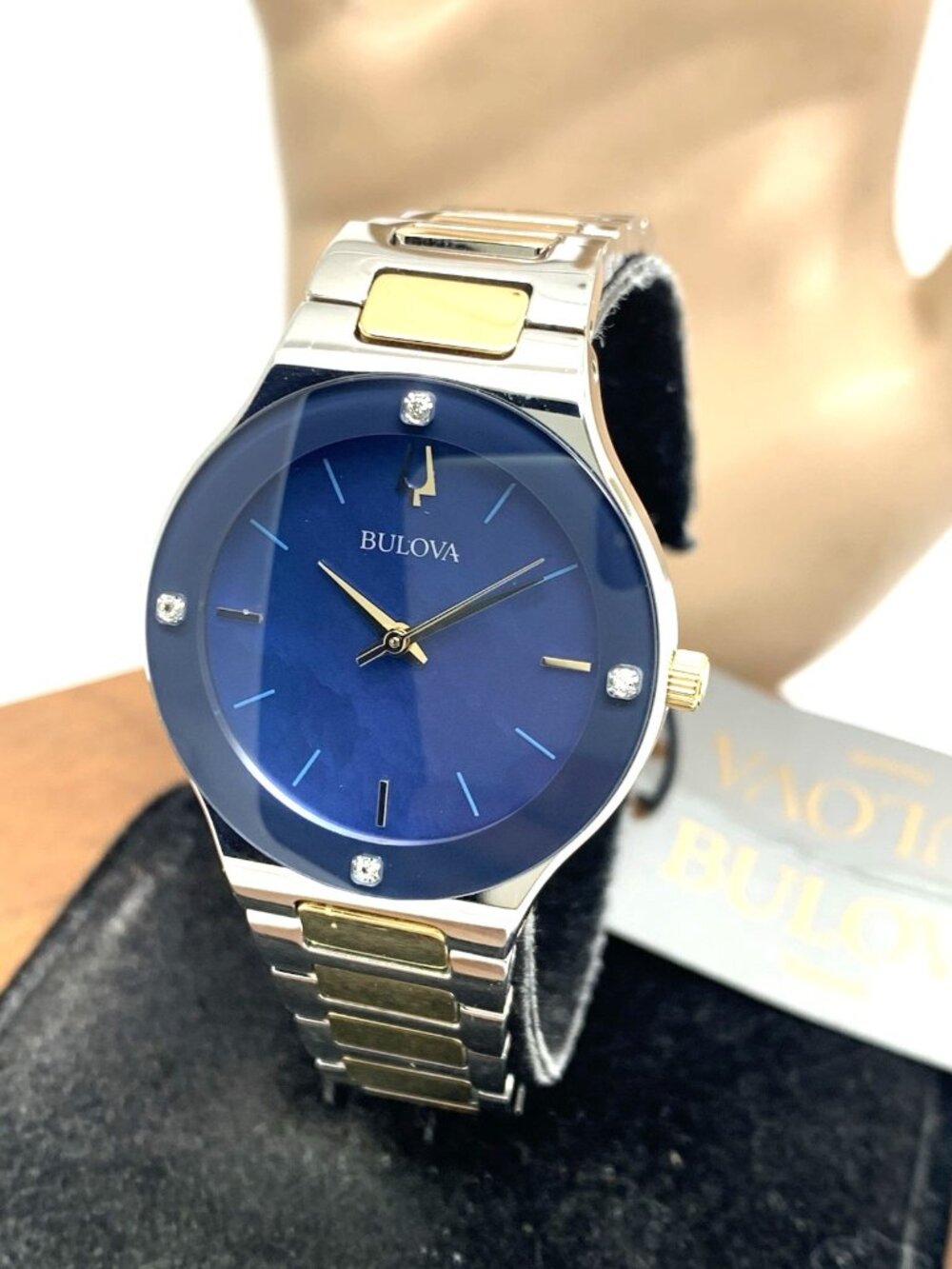 Bulova Women's Watch 98R273 Blue Dial Diamond Accent Two Tone Stainless Steel